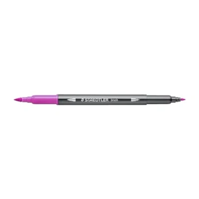 Abbildung von STAEDTLER aquarell Doppelfasermaler Design Journey, rotlila, feine Spitze und flexible Pinselspitze, wasservermalbar, 10 rotlila Filzstifte, 3001 61