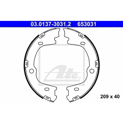 Abbildung von ATE 03.0137 3031.2 Handbremsbeläge ohne Hebel HYUNDAI: H 1 Travel, Cargo, ix55