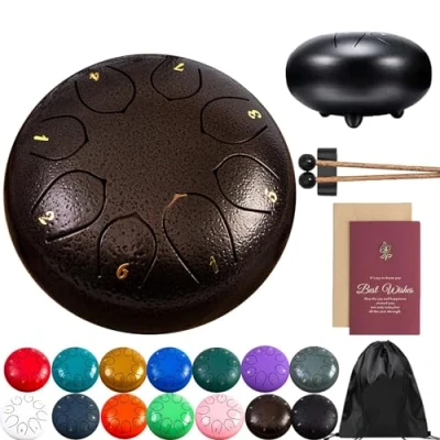 Abbildung von Rain Drum For Outside Garden, Steel Tongue Chime, 8 Note 6 Inch Chakra Rain, Metal Chimes Outside, Musical Education Entertainment Meditation Yoga Zen Gifts (I)
