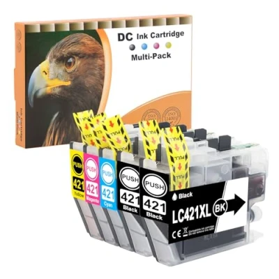 Abbildung von D&amp;C LC421XL Druckerpatronen Kompatibel für Brother LC421 XL Multipack DCP J1050DW Patronen MFC J1010DW J1140DW (Schwarz, Cyan, Magenta, Gelb, 5 Pack)