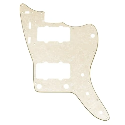 Abbildung von Musiclily Pro 13 Löcher Gitarre Schlagbrett Pickguard für USA Vintage 60s Jazzmaster und SQ Classic Vibe, 4 schichtig Aged White Pearl
