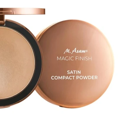 Abbildung von M. Asam MAGIC FINISH Satin Compact Powder Nude (8 g) gepresster Puder für perfekten , Abmattierung &amp; Perfektionierung, verlängert den Halt des Make ups, mit Hyaluronsäure Vitamin E