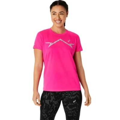 Abbildung von Asics Liteshow SS Tshirt print, Damen, Größe: XS, Pink glo