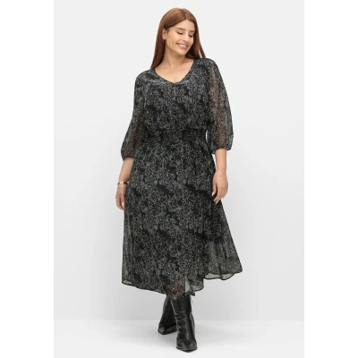 Abbildung von Sheego Chiffonkleid Große Größen in Petite Passform und Wickeloptik