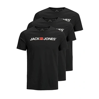 Abbildung von JACK &amp; JONES Herren JJECORP Logo Tee SS Crew Neck Vorteilspack, T Shirt Männer, Black/3pcs Black, S