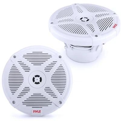 Abbildung von Pyle PLMRBT65W Doppel Lautsprechersystem (wasserdichte Bluetooth, 2 Wege Koaxial Lautsprecher, verstärkt, 16,5 cm, 600 Watt) Weiß
