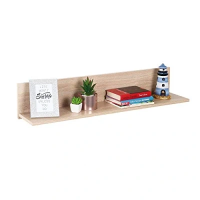 Abbildung von RICOO Wandregal 98 x 19 Braun Sonoma Eiche, Spanplatte aus Holz, Hängereral WM052 ES, Regal Wand Bücherregal Bilderregal Fotoregal Küchenregal Hängend Wandboard Regalbrett Schweberegal