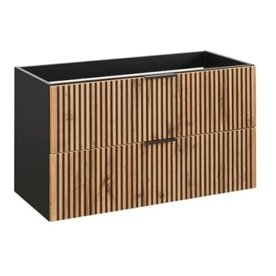 Abbildung von Lomadox Waschbeckenschrank XANTEN 56 anthrazit, Wotan Eiche Nb., 2 Auszüge, Softclose, B/H/T: 100/57/46 cm