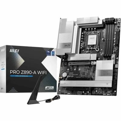 Abbildung von MSI PRO Z890 A WiFi Mainboard, ATX Unterstützt Intel Core Ultra Prozessoren (Series 2), LGA 1851 90A SPS VRM, DDR5 Memory Boost (9200+ MT/s OC), PCIe 5.0 x16 &amp; 4.0 x16, M.2 Gen5, Wi Fi 7, 5G LAN