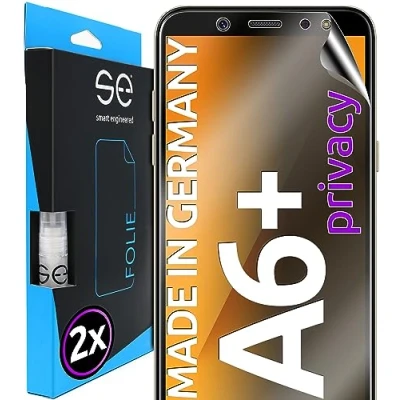 Abbildung von S.E für Samsung Galaxy A6 Plus Schutzfolie privacy Blickschutz Folie 2x Folien im SET aus Deutschland, Matte Anti Spy Folie, staubfrei und blasenfrei, Sichtschutz