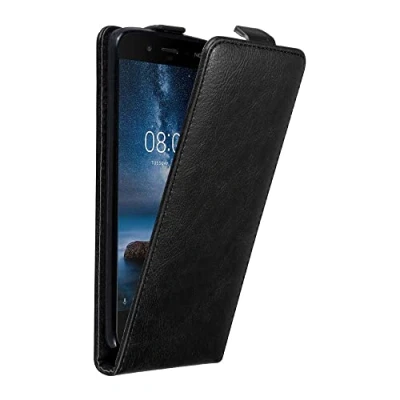 Abbildung von Cadorabo Hülle kompatibel mit Nokia 8 2017 Flip Design aus Premium Kunst Leder Klappbare Stoßfeste Magnetische Cover für Tasche in Schwarz