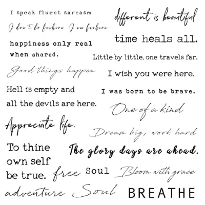 Abbildung von Everjoy Realistic Temporary Tattoos 20 Individual Line Pcs, Waterproof Inspirational Words for Adult, Women (Words)