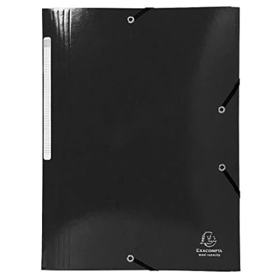 Abbildung von Exacompta 55821E Premium Einschlagmappe Iderama. Aus beschichteten Colorspan Karton DIN A4 mit 2 Gummizügen und 3 Klappen Schwarz Sammelmappe Dokumentenmappe