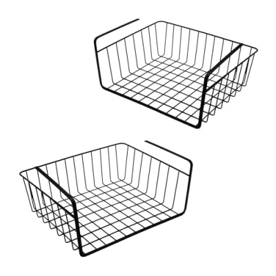 Abbildung von Spetebo Regalkorb Unterregal Hängekorb aus Metall 2er Set schwarz (Anzahl, 2 St., Stück), auch ideal zum Anbringen an Schrankfächer geeignet