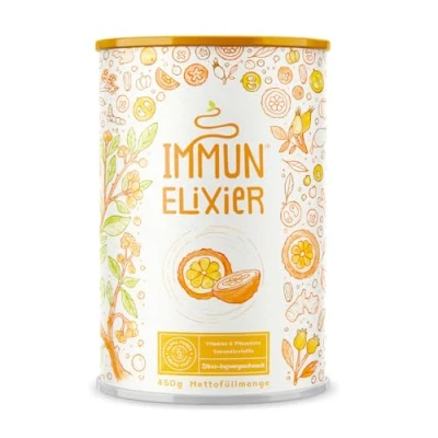 Abbildung von Immun Elixier 450g Immunsystem Stärken mit Vitamin C, D &amp; K2 pulver, Quercetin, Acerola, Kurkuma, Hagebutten, Selen, Zink, Camu, Echinacea NAC zur Unterstützung des Immunsystems Alpha Foods