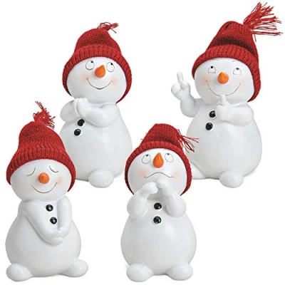 Abbildung von matches21 HOME &amp; HOBBY Lustige Schneemann Deko Figuren für Weihnachten im 4er Set Süße 15cm Weihnachtsfiguren als innen Weihnachtsdeko Kleine Schneemänner Wohnzimmer Weihnachtsdekoration