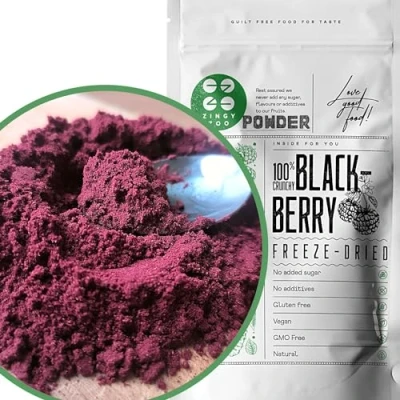 Abbildung von Gefriergetrocknete Brombeeren in Pulver 100% Früchte Natürliche Trockenfrüchte ohne Zusatzstoffe Fruchtpulver Freeze Dried Fruit Blackberry Powder
