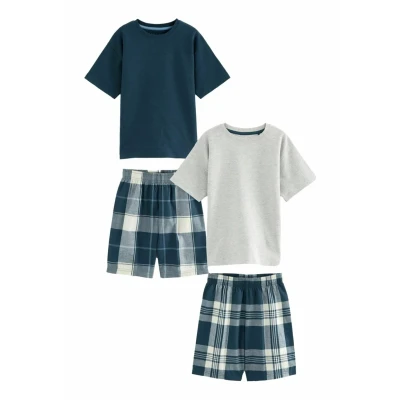 Abbildung von Next Check 2 PACK Set Regular FIT Nachtwäsche Blue grey für Kinder, Größe: 92,