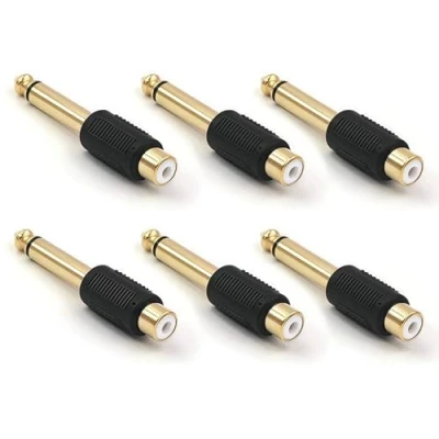 Abbildung von VCE 6 Stück Audio Adapter 6,35mm Klinke Stecker auf Cinch Buchse Kupplung Mono Chinch Vergoldete
