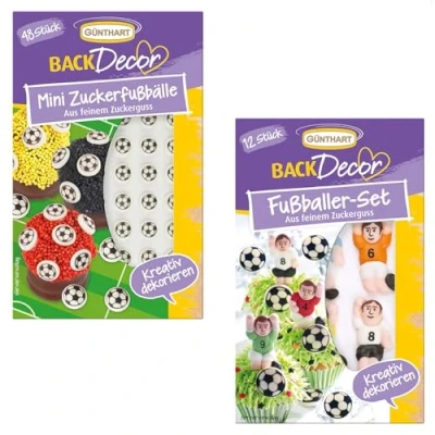 Abbildung von Günthart BackDecor Fußball Set 48 Mini Fußbälle und Zucker Fußballer als Set, 1er (38 gr)