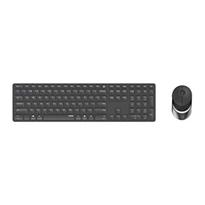 Abbildung von Rapoo 9850M kabelloses Tastatur Maus Set Wireless Deskset 1600 DPI Sensor wiederaufladbarer Akku flaches Aluminium Design DE Layout QWERTZ PC &amp; Mac dunkelgrau