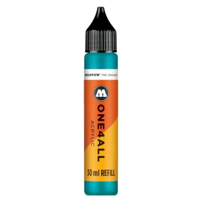 Abbildung von Molotow One4All Refill Acryl 30ml (Tinte zum Nachfüllen von Acrylmarkern, hochdeckend und permanent, schnell trocknend, für fast alle Untergründe) 255 aqua