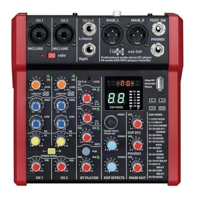 Abbildung von E Lektron A28 DSP Live Mischpult 2 Kanal + Stereo AUX, BLuetooth, MP3 USB Interface und Effekt Prozessor (A28 DSP)
