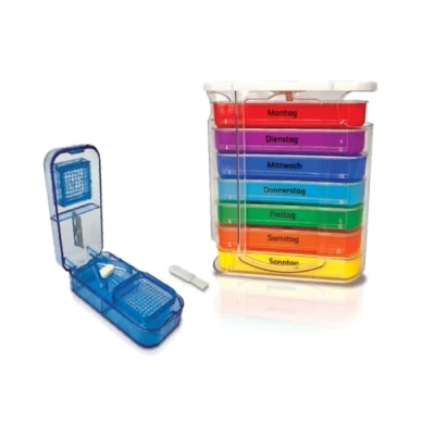Abbildung von IEA Medical Pillendose Medikamentenbox und Tablettenteiler Set (Komplett Set, 2 St., tlg)