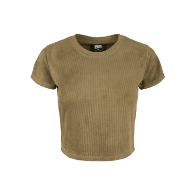 Abbildung von Urban Classics Ladies Cropped Peached RIB TEE Tshirt basic, Damen, Größe: XL, Olive