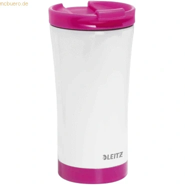 Abbildung von Leitz WOW Thermobecher, Edelstahl, Wärmeisolierend für Warm und Kaltgetränke, Wiederverwendbar, Pink, 90140023, 20.4 x 9.3 cm