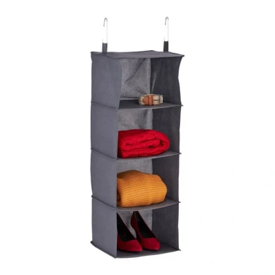 Abbildung von relaxdays Hängeregal Kleiderschrank 4 Fächer, Grau