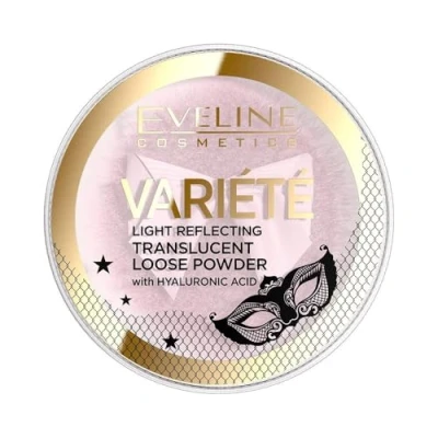 Abbildung von Eveline Cosmetics Variété Transparentes Lichtreflektierendes Loses Puder Strahlender Glanz &amp; Perfekter Teint, Vegan freundlich, Mit Hyaluronsäure, Lang anhaltendes Mattes Finish