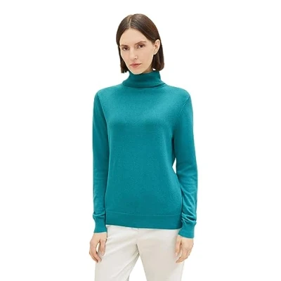 Abbildung von TOM Tailor Basic Turtleneck Strickpullover, Damen, Größe: XL, Ever green