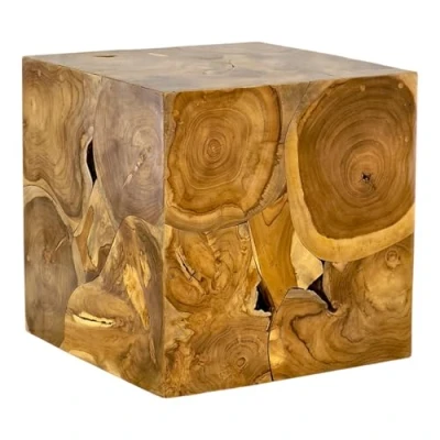 Abbildung von FaHome Holzmosaik Beistelltisch Couchtisch Nachttisch Pflanzenhocker Hocker Handgefertigt 40x40x40 cm