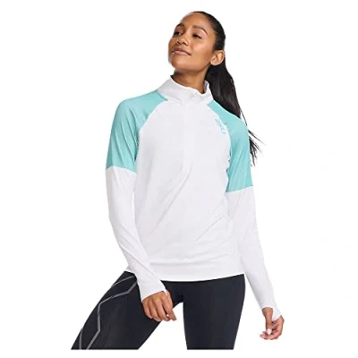 Abbildung von 2XU Damen Light Speed 1/2 Zip Langarmshirt, Weiß/Porzellan reflektierend, S