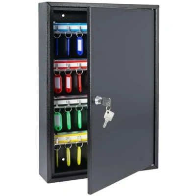 Abbildung von HMF 13564 02 Schlüsselschrank 64 Haken verstellbare Hakenleisten, 45,0 x 30,0 8,0 cm, schwarz