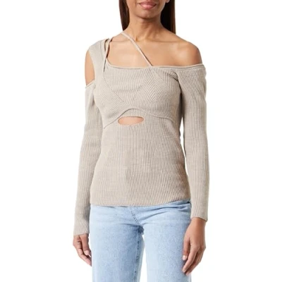 Abbildung von Trendyol Women&#039;s Damen Gerade Lange Ärmel Schlank Sweater, Mink, M