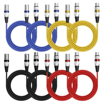 Abbildung von BORDEAG 8 Pack 2 m Dmx Mikrofonkabel, XLR Kabel, Mikrofon Audiokabel, für Aufnahmen, Mischer, Lautsprechersysteme