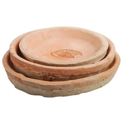 Abbildung von Esschert Design Übertopf 3er Satz Set Untersetzer rund Aged Terracotta Blumen Pflanzen