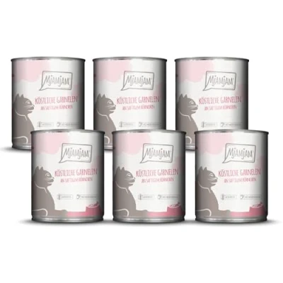 Abbildung von MjAMjAM Premium Nassfutter für Katzen köstliche Garnelen an saftigem Hühnchen, 6er Pack (6 x 800 g), getreidefrei mit extra viel Fleisch