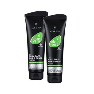 Abbildung von 2er Set LR Aloe Vera Männer Duschgel und Shampoo für Körper, Gesicht, Haar Bart, 2x 250ml