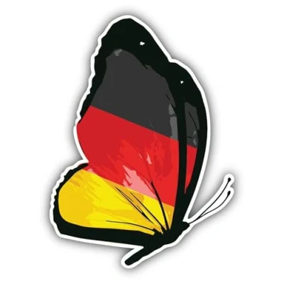 Abbildung von WildeBabsKLBT 11cm 2xHochwertiger Auto Aufkleber Sticker Decal Autoaufkleber Folie Wunschtext Germany Deutschland Flagge Fahne Wappen Butterfly Schmetterling G2084