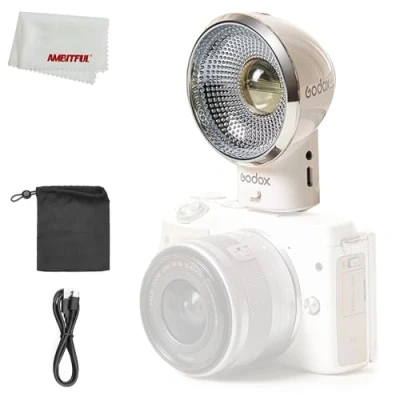 Abbildung von Godox LUX ELF Retro Kamerablitz, CCT 6000K±200K, Recycling Zeit (1/1 Schritt) 10 C 50 C, Blitzzeiten 3,6 Sekunden, Compatible with Sony Nikon Fuji Olympus Cameras