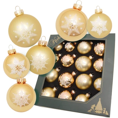 Abbildung von Krebs Glas Lauscha Weihnachtsbaumkugel &quot;Schneeflocke goldfarben&quot;, (Set, 16 St.), Weihnachtsdeko, Christbaumschmuck, Christbaumkugeln aus