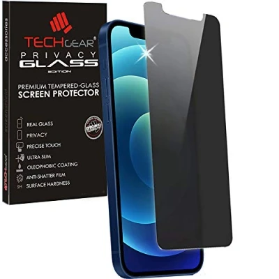 Abbildung von TECHGEAR Anti Spy Schutzfolie kompatibel mit iPhone 12 Mini PRIVACY Privatsphäre Edition Displayschutzfolie aus gehärtetem Glas