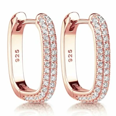 Abbildung von Materia Paar Creolen Klapp Rosegold mit Zirkonia eckig SO 482, 925 Sterling Silber, rosevergoldet