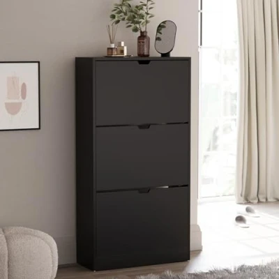 Abbildung von Vida Designs Schuhschrank, Schwarz, 115H x 60W 24D