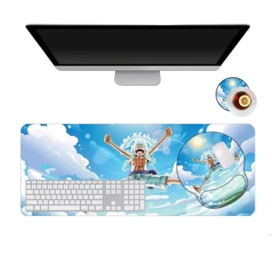 Abbildung von One Piece Luffy Anime Mauspad und Handgelenkauflage, ergonomisches aus weichem Silikon, rutschfest, strukturierte Oberfläche für Computer, Gamer, Zuhause Laptops