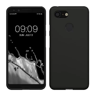 Abbildung von kwmobile Hülle kompatibel mit Google Pixel 3 weiches TPU Silikon Case Cover geeignet für kabelloses Laden Schwarz