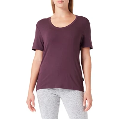 Abbildung von Calvin Klein Damen T Shirt Kurzarm Rundhalsausschnitt, Violett (Power Plum), M